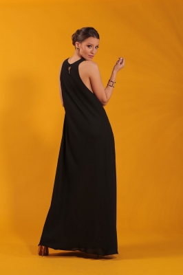 Vestido longo de crepe importado