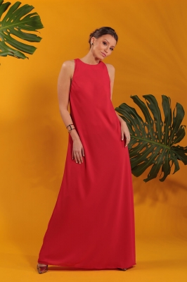 Vestido longo de crepe importado