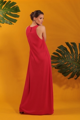 Vestido longo de crepe importado